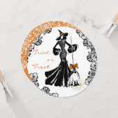 レース模様を持つハロウィーンファッショニスト カード (正面/裏面インサイチュ)