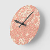 レース模様、花ヴィンテージ4 ラウンド壁時計 (傾斜)