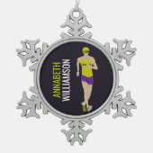 レース歩く スノーフレークピューターオーナメント (正面)