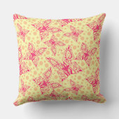 レース深紅の蝶の黄色の水玉模様 クッション (裏面)