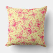レース深紅の蝶の黄色の水玉模様 クッション (正面)