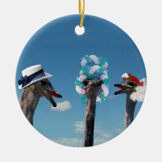 レース熱狂するの帽子の日 セラミックオーナメント (正面)