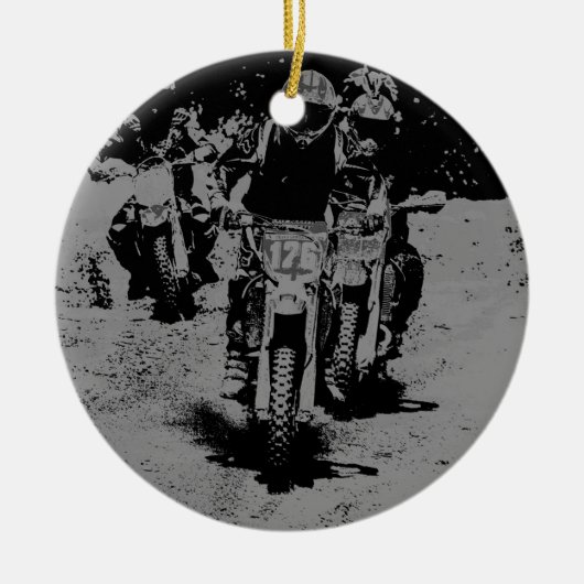 「レース生まれへ」モトクロスダートバイクチャンピオンレーサー セラミックオーナメント (正面)