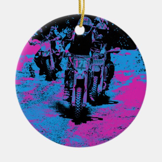 「レース生まれへ」モトクロスダートバイクチャンピオンレーサー セラミックオーナメント (正面)