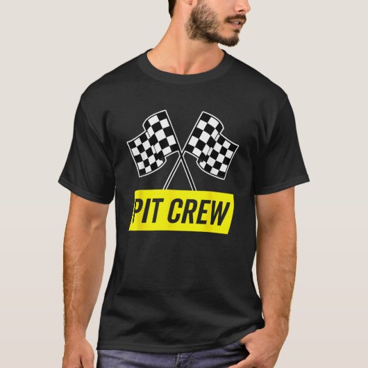 レース用の黄色の斜体ピットクルーパーティー衣装Da Tシャツ (正面)