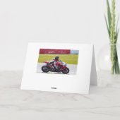 レース用オートバイのグリーティングカード カード (裏面)