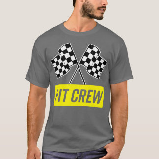 レース用パーティー衣装の黄色い斜体ピットクルー Tシャツ