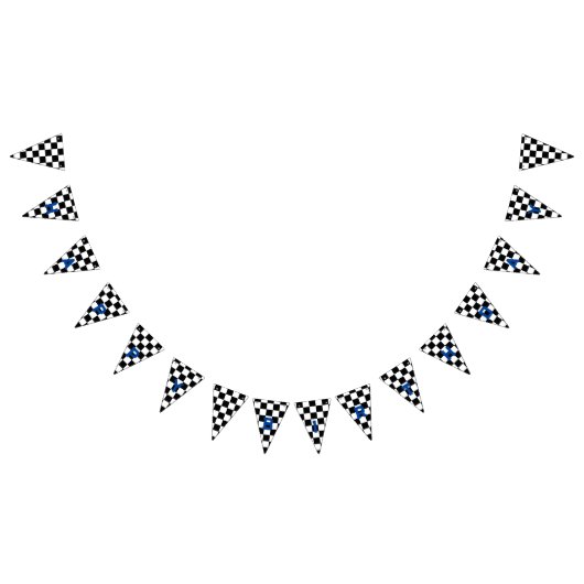 レース白黒市松模様に バンティングフラッグ (全)