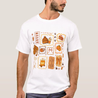 レース秋コージーシーズンオータムカボチャガーリーかわいい Tシャツ