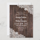 レース素朴とウッド結婚式招待状 招待状 (正面)