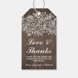 レース素朴とカントリー・ウッド結婚ズ・サンキュー ギフトタグ