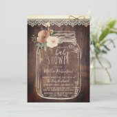 レース素朴とトウェイン |フローラメイスンジャーの赤ちゃんシャワー 招待状 (スタンド正面)