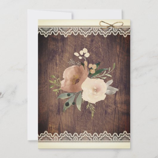 レース素朴とトウェイン |フローラメイスンジャーの赤ちゃんシャワー 招待状 (裏面)