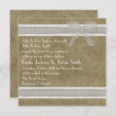 レース素朴とバーラップのカスタムウェディング招待状 招待状 (正面/裏面)