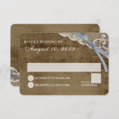 レース素朴とバーンウッドウェディングRSVP 招待状 (正面/裏面)