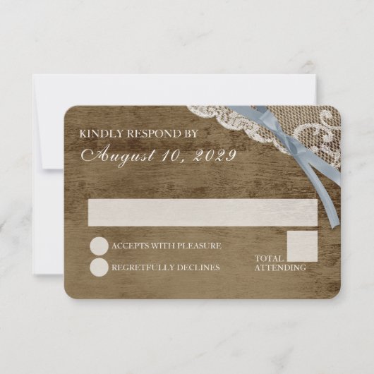 レース素朴とバーンウッドウェディングRSVP 招待状 (正面)