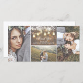 レース素朴とメイスンのジャー結婚ライト サンキューカード (正面/裏面)