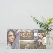 レース素朴とメイスンのジャー結婚ライト サンキューカード (スタンド正面)