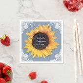 レース素朴ひまわりダスティブルー結婚ズ スタンダードカクテルナプキン (インサイチュ)