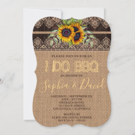 レース素朴ひまわりバーラップウッドI DO BBQ 招待状