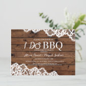 レース素朴ウッドI DO BBQ婚約パーティ招待状 招待状 (スタンド正面)