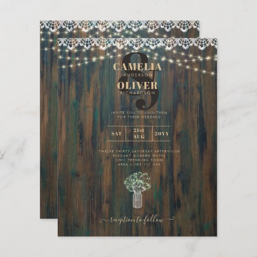 レース素朴ジプソフィラライツメイスンジャー結婚ズ (正面/裏面)