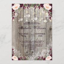 レース素朴ジャーの木製ストリングライト |ブライダルシャワー