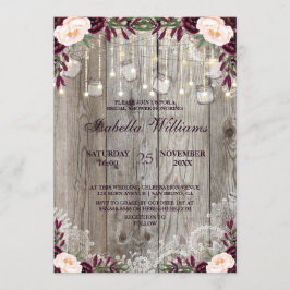 レース素朴ジャーの木製ストリングライト |ブライダルシャワー 招待状