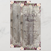 レース素朴ジャールウッド&ストリングライトのメ結婚ニュー メニュー (正面/裏面)