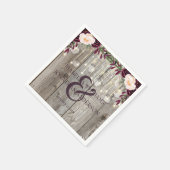 レース素朴ジャールウッド&ストリングライト結婚ズ スタンダードカクテルナプキン (角)