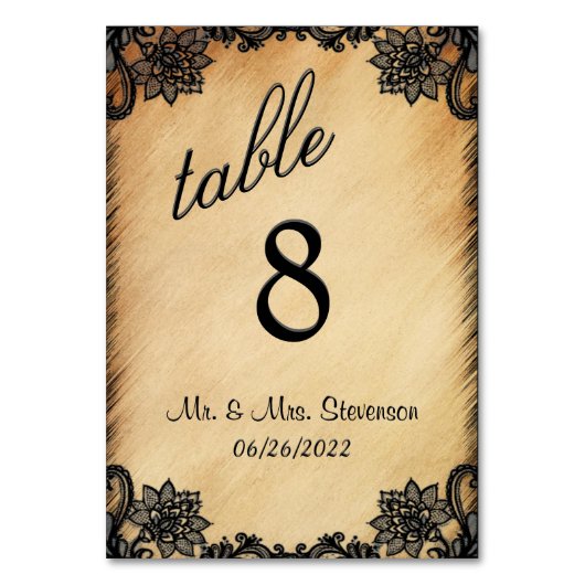 レース素朴テーブル番号 テーブルナンバー (正面)