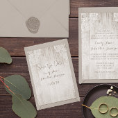 レース素朴バフェイクンウッドウェディング日付を保存 招待状