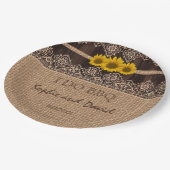 レース素朴バーラップウッドI DO BBQ ペーパープレート (アングル)