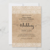 レース素朴ファームハウスカントリーバ結婚ンズ 招待状 (正面)