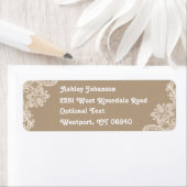 レース素朴ブラウン&ホワイト差出人住所ラベル ラベル (インサイチュ)