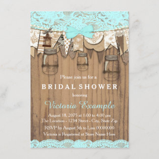 レース素朴メイソンジャーブライダルシャワー 招待状