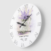 レース素朴ラベンダーファームハ結婚ウス記念日 ラージ壁時計 (傾斜)