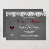 レース素朴ワインテイスティングブライダルシャワー招待 招待状 (正面/裏面)