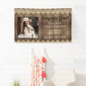 レース素朴写真付きカントリーウッド卒業 横断幕 (インサイチュ)