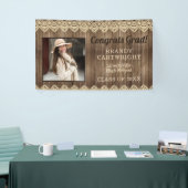 レース素朴写真付きカントリーウッド卒業 横断幕 (トレードショー)