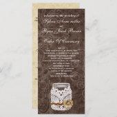 レース素朴包まれたメイソン結婚の瓶 プログラム (正面/裏面)