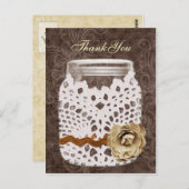 レース素朴包まれたメイソン結婚の瓶 ポストカード (正面/裏面)