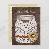 レース素朴包まれたメイソン結婚の瓶 案内ポストカード (正面/裏面)