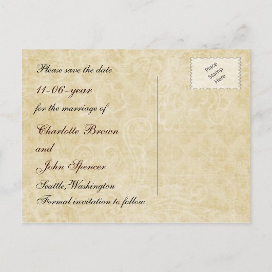 レース素朴包まれたメイソン結婚の瓶 案内ポストカード (裏面)