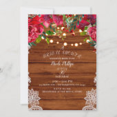 レース素朴&ストリングライツホリデーブライダルシャワー 招待状 (正面)