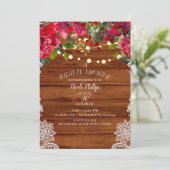 レース素朴&ストリングライツホリデーブライダルシャワー 招待状 (スタンド正面)