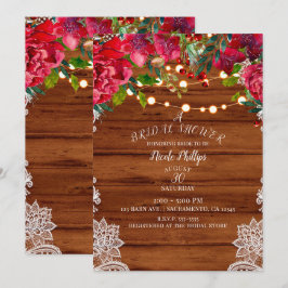 レース素朴&ストリングライツホリデーブライダルシャワー 招待状