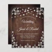 レース素朴&ストリングライト結婚式招待状 (正面/裏面)
