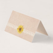 レース素朴&バーラップひまわり結婚のテーブル番号。 名刺 (裏面)