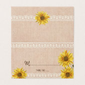 レース素朴&バーラップひまわり結婚のテーブル番号。 名刺 (外部フラット)